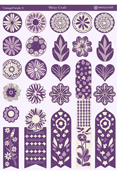 MirayDesign 1 komad ljubičaste vintage naljepnice (12x17 cm) za bullet journa...