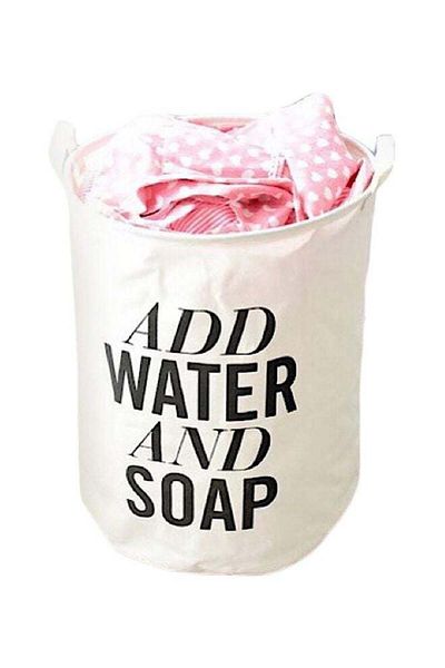 Generic Add Water And Soap Printed Laundry Bag White/Black 50x40x40cm