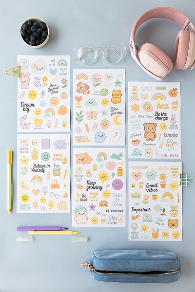 PAPERORA A5 Sticker Book 466 Pieces 18 Sheets Colorful Sticker Notebook