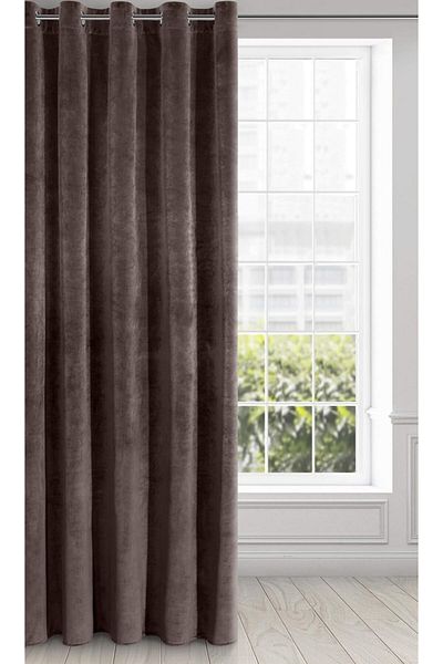 Metropolitan Concept Set Of Two Konan Velvet Curtains, Brown, Worked On Staple Rings, 2x150x260 Cm