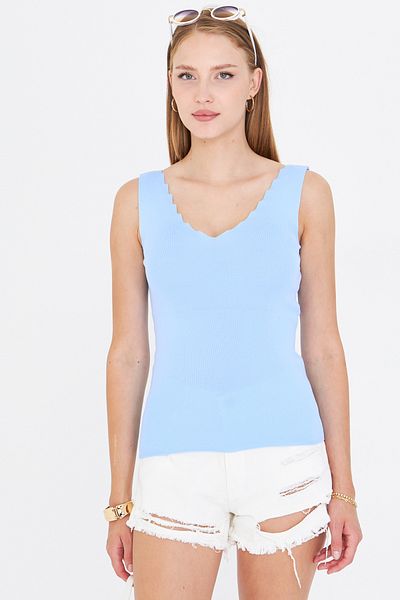 armonika Bluză de damă Baby Blue Zigzag cu decolteu în V ARM-23Y069004