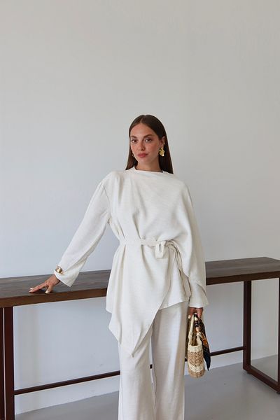 Laluvia Natürlicher Schal Detaillierter Anzug - 8630