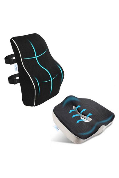 BETTER POSTURE Premium Orthopedic Seat Cushion and Lumbar Cushion for Office or Car Pro Package