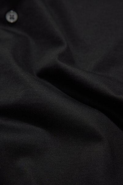 W Collection Relax Fit Black Soft Collar Shirt