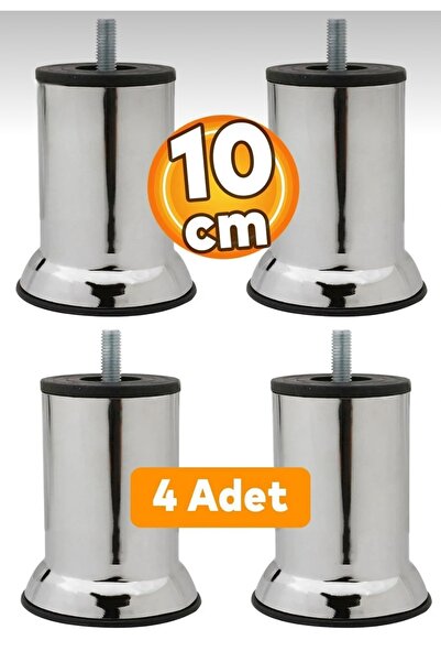SER Mobilya Baza Koltuk Yükseltme Ayağı Vidalı M10 Krom Metal 10 cm (4 Adet)