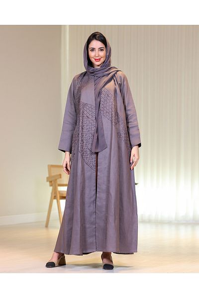 Elegant عباية لنن يباني تطريز يدوي