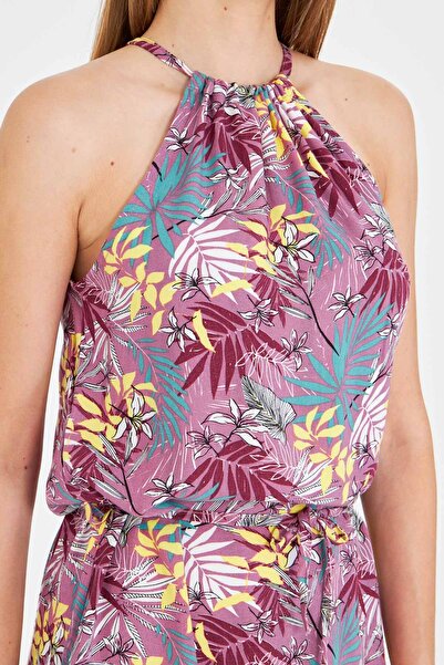 armonika Γυναικείο φόρεμα με βολάν με λαιμόκοψη με λουράκι μέσης ARM-23Y001112