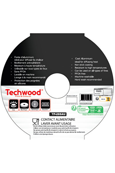 Techwood TP-28SAU sauté pan, 28cm, PFOA free, glass lid