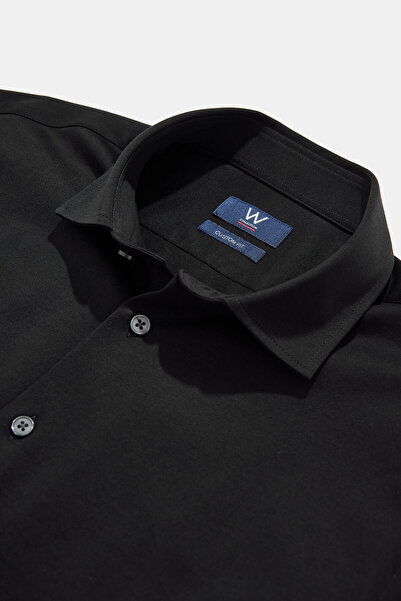 W Collection Relax Fit Black Soft Collar Shirt