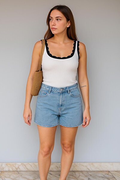 Fashion Friends Πλεκτό Μπλουζάκι Εκρού με γιακά