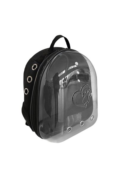 Modafiks Astronaut Transparent Carrying Backpack with Heart Paws Black 24X32X42 cm