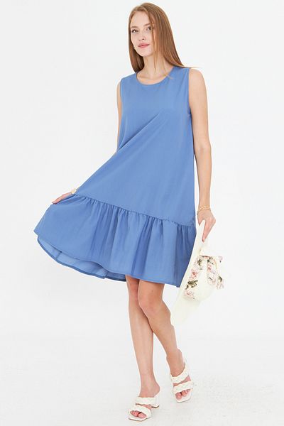 armonika Rochie cu volane cu fusta fara maneci Ice Blue pentru femei ARM-18Y001156