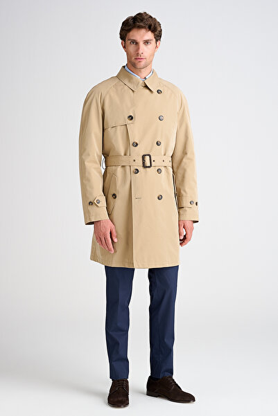 Edwards Erkek Bej Kruvaze Klasik Trençkot