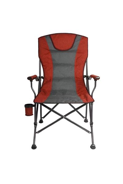 rexa Foldable Beach Chair with Bottle Holder – Red & Black | Portable Outdoor Camping Chair