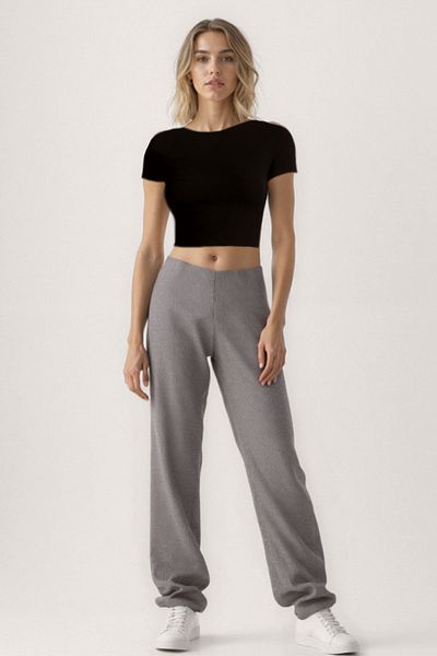 Vitrin Elastic Waist Thin Striped Wide Leg Pants