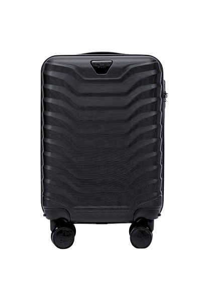 wings Bagaj de cabină mic Peafowl, negru, ABS durabil, capacitate 28L