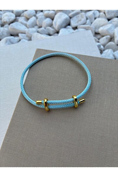 Hedef Bijuteri Colorful adjustable steel detailed knitted rope bracelet