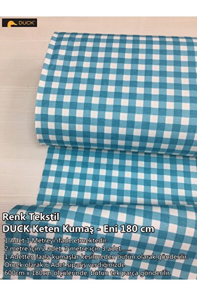 Renk Tekstil Pötikare Desenli DUCK Keten Kumaş - (1.2 cm Kareler)