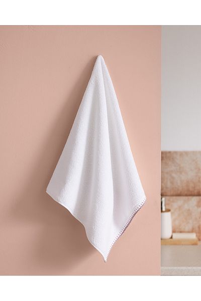 Madame Coco Aveline Crochet 100% Cotton Face Towel - White/Lilac