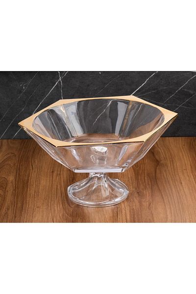 TOHFAT-AL MAIDAH Hexagonal fruit plate with golden base