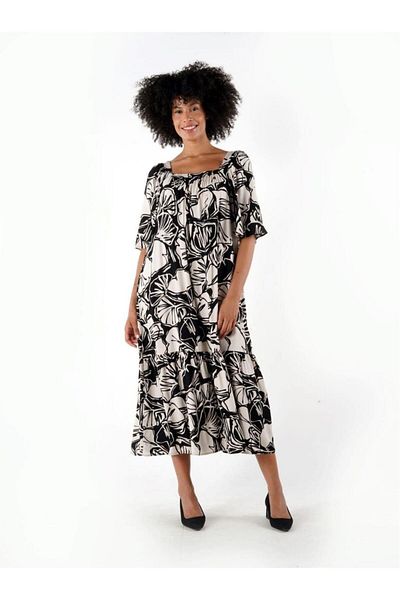 ALEXANDERGARDI Square Neck Patterned Wide Fit Dress