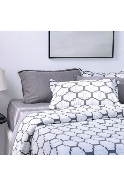 Danube Home Bliss 6 Piece Super King Comforter Set 260X260 Cm Dk. Grey | Cotton /Viscos-180 Thread Count