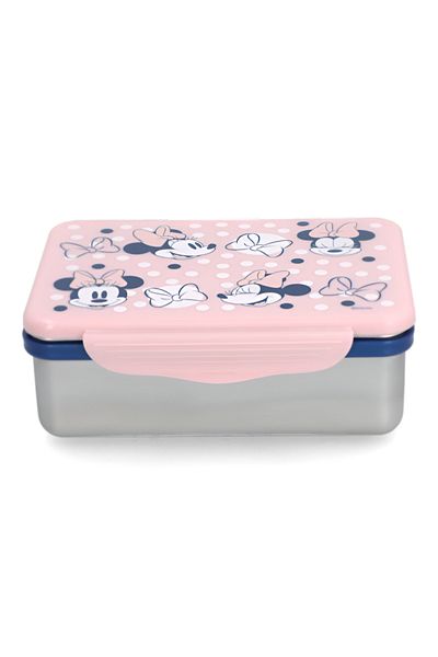 Stor Stainless Steel Rectangular Minnie Mouse Themed Lunch Box Pink and Grey 193ml