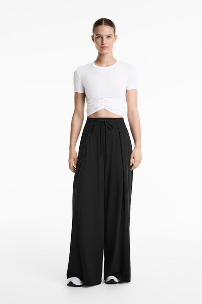 Oysho Short-sleeved crop ruched T-shirt