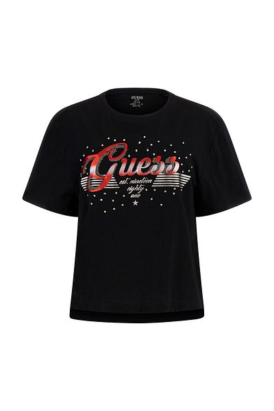 Guess Tricou negru pentru femei Crew Neck W3gı33kb3p0jblk