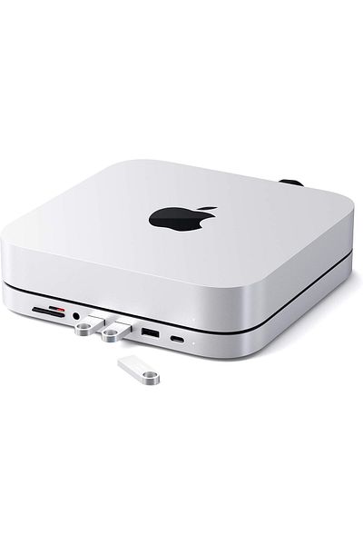 Satechi موزع USB-C - حامل وموزع من الألومنيوم من النوع C - منفذ بيانات USB-C، قارئات بطاقات Micro/SD، USB 3.0 و