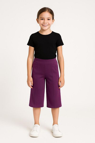 babixkids Girl's Brick Color Below Knee Palazzo Single Bottom (Buzi Fabric)