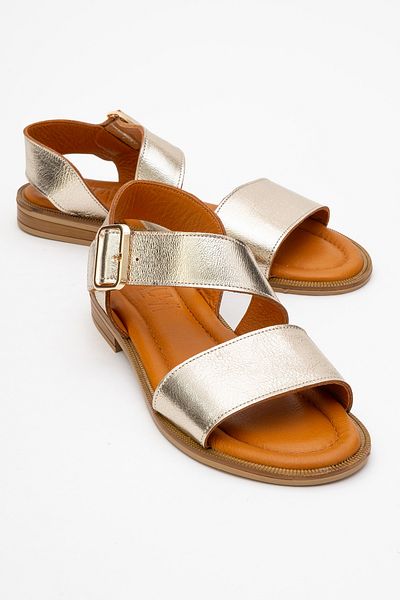 LuviShoes Sandale de damă MAJESTY Aur Metalic din piele naturală