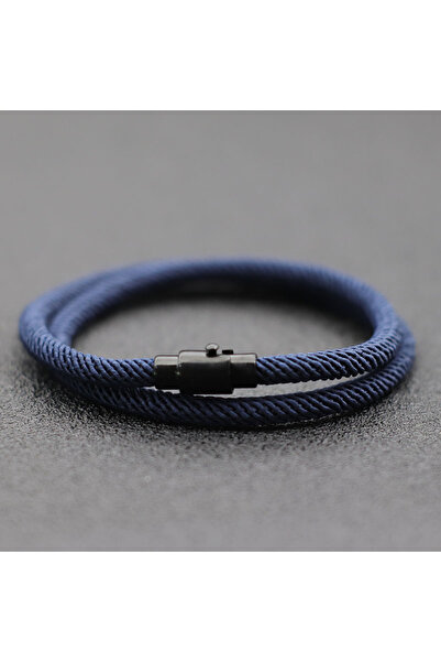 Choice سوار حبلي جديد بسيط للرجال بمقاس 19.5 سم و7.7 بوصة باللون الأزرق البحري، سوار مزدوج الطبقات للبقاء على قيد الحياة، إكسسوارات للرجال