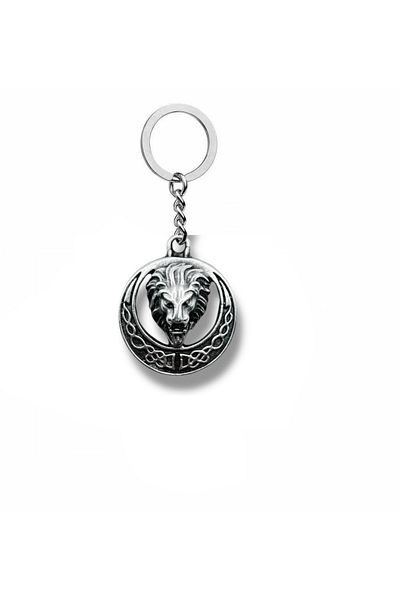 Herşey Nota Lion's Emblem – Gothic Lion Head Circle Figured Unisex Metal Keychain
