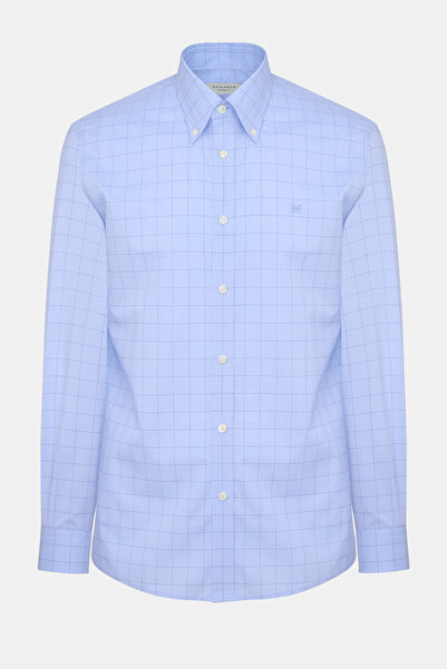 Edwards Erkek Lacivert Cooper Fit Düğmeli Yaka Ekoseli Spor Gömlek