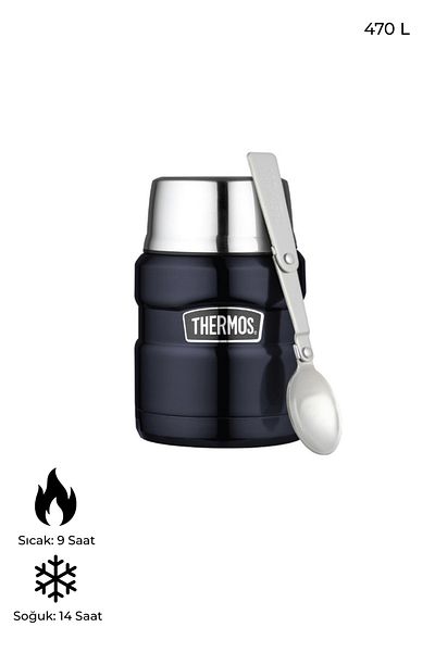 Thermos Stainless Steel 470 ml Food Thermos – Leakproof Wide Mouth with Spoon Serving Lid