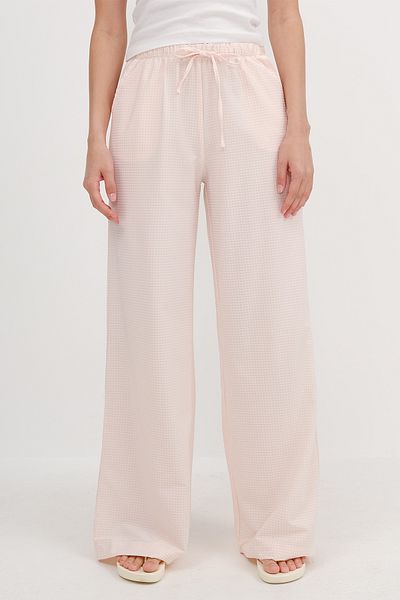 Addax Elastic Waist Gingham Trousers Pn17390
