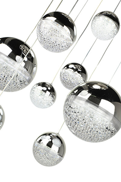 Begüsa Galaksi Ledli 9.lu Avize Krom Kaplama