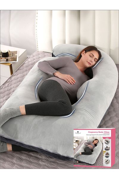 Donetella Pregnancy Pillow 58'' G-Shape – Maternity Body Support Pillow with Removable Velvet Cover