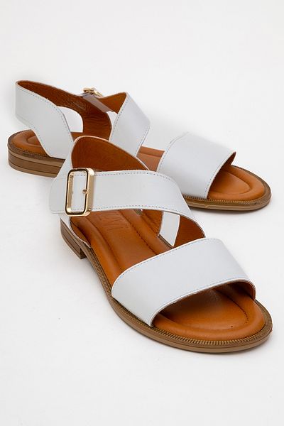 LuviShoes Sandale de damă MAJESTY din piele naturală din piele albă
