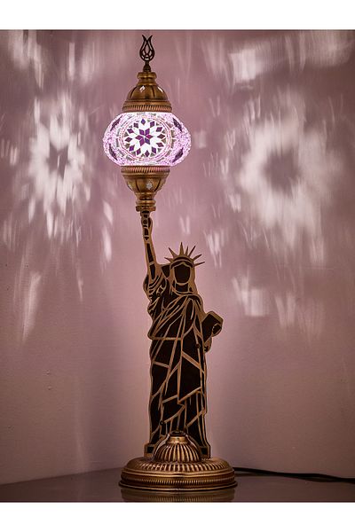 Demmex Decorative Table Lamp with Mosaic Stones - Statue of Liberty Design