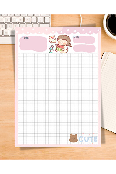 Elvina Paper Cute Not Kağıdı, A5 Boyut, 50 Yaprak, Memopad, To Do List, Blokn...