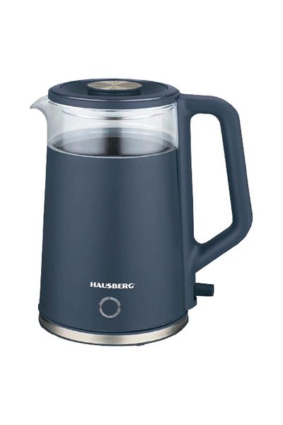 Hausberg Cana fierbator HB-3619BL, 1800W, 2L, Anti-uscare, Oprire automata, Material Inox, sticla + plastic