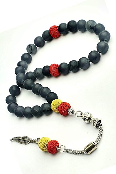 OSESHOP سبحة من حجر الهيماتيت غير اللامع باللون الأصفر والأحمر مع تفاصيل كازا...