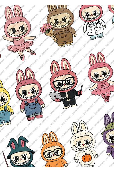 One Little Happiness Labubu Sticker - Bullet Journal - Agenda - Planner - Notebook - Laptop Sticker Sticker