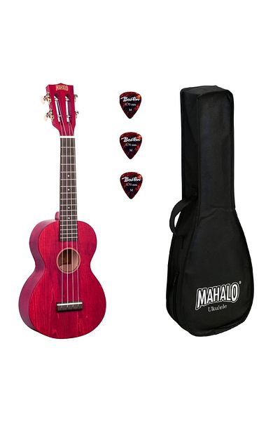 Mahalo ML2CR Concert ukulele set, 3 frets, with Cherry Red finish case