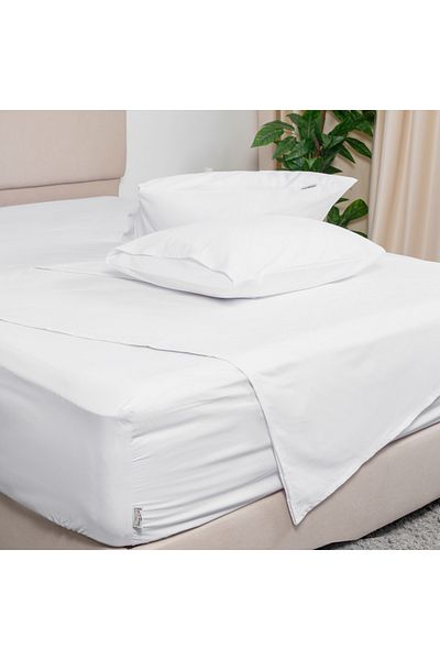 Bed N Home SA Fitted bed sheet set,100%Egyptian cotton, 250TC, White,2pillowcases. 160x200cm