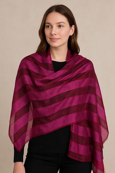 Hazard Red Striped Transparent Shawl