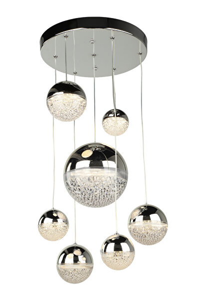 Begüsa Galaksi Ledli 7.li Avize Krom Kaplama