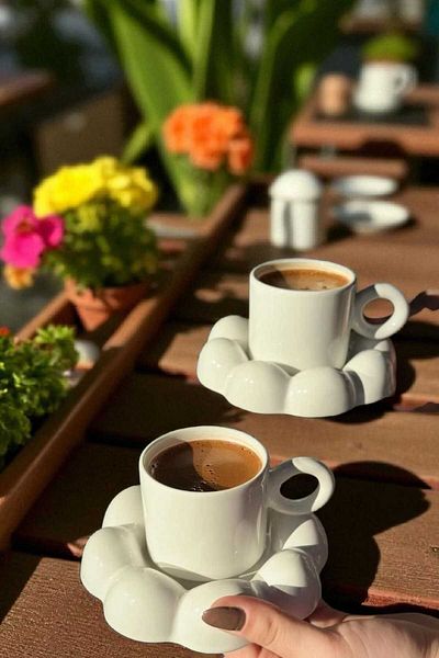 ariana sytle 12 Piece Puffy Turkish Coffee Cup Set for 6 People